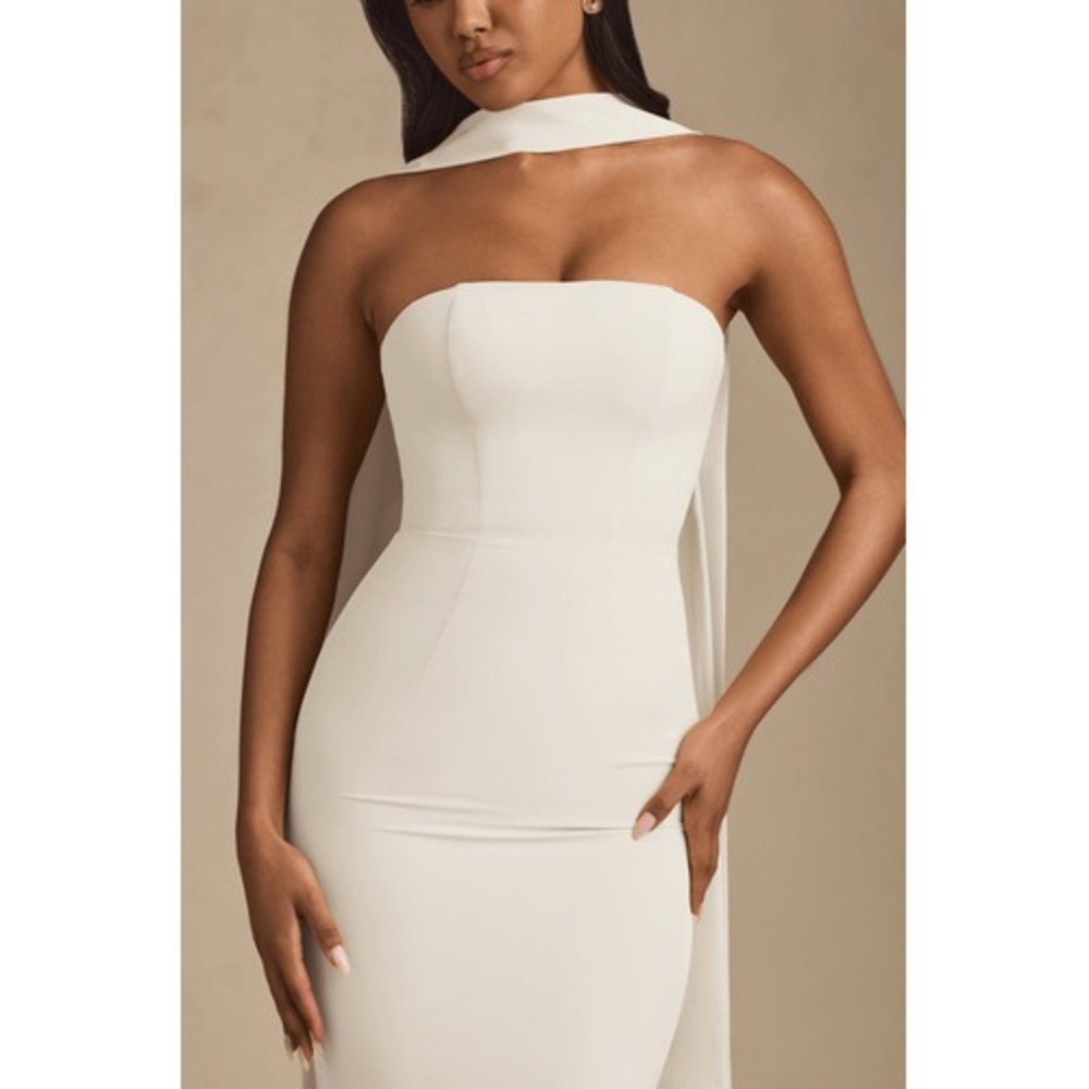 Oh Polly Imogene Scarf-Detail Strapless Gown -Size‎ 2 Ivory NWT w/o Scarf - Picture 3 of 6